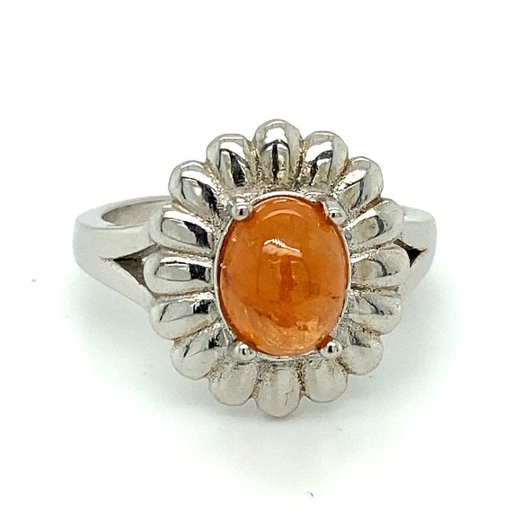 Mandarin Spessartine Garnet 4.52ct Platinum Ring